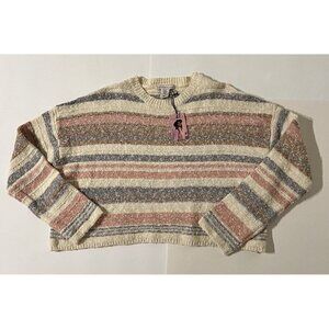 Sincerely Jules Pink Striped Wool Blend Cropped Sweater, X-Small NWT Oversized